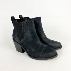 Toms Womens Everly Ankle Bootie Black Nubuck Leather Chelsea Boot size 5.5